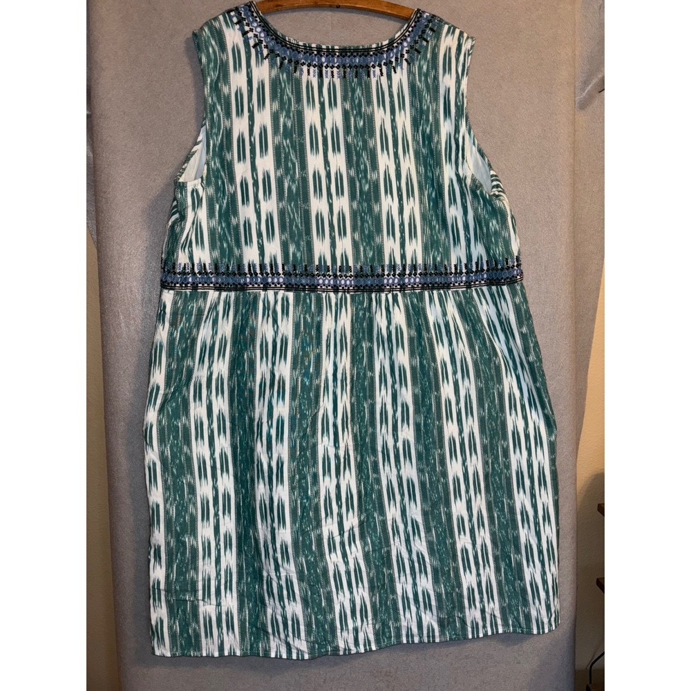 J Jill Embroidered Ikat Print V Neck Sleeveless Dress Women's 2X Resortwear‎ - Picture 2 of 6